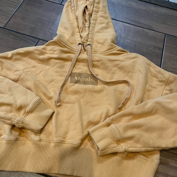 Afends Sweaters - Afends Cropped Logo Hoodie Small Yellow